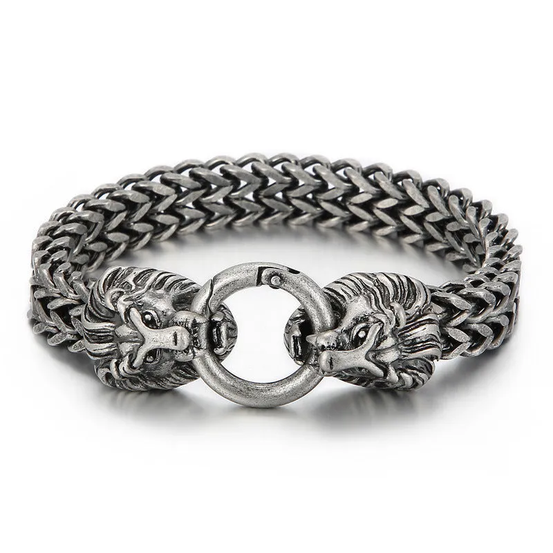 Punk Lion Head Men's Bracelet - Electroplated Titanium Steel Fashion Jewelry