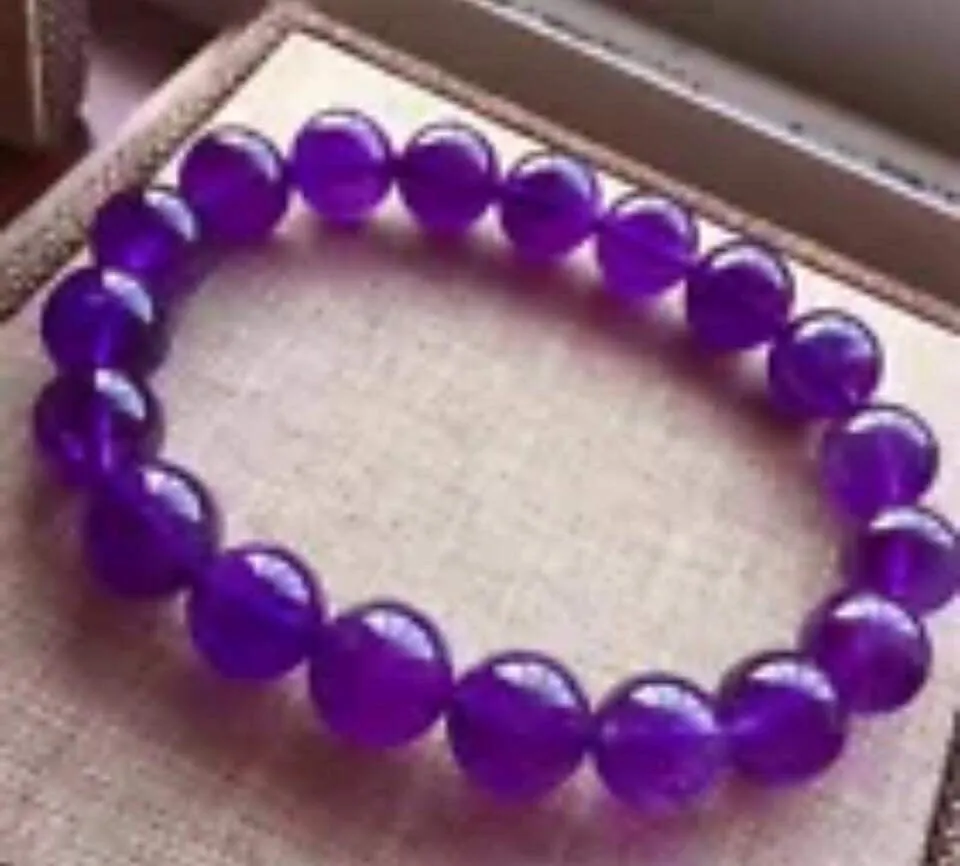 Purple amethyst beaded bracelet