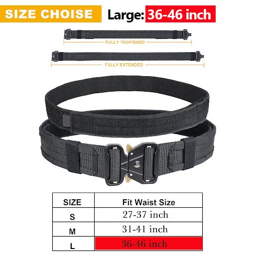 Quick Release 2" Battle Belt Inner Belt and Anti-Slip Pad Heavy Duty Battle Belts