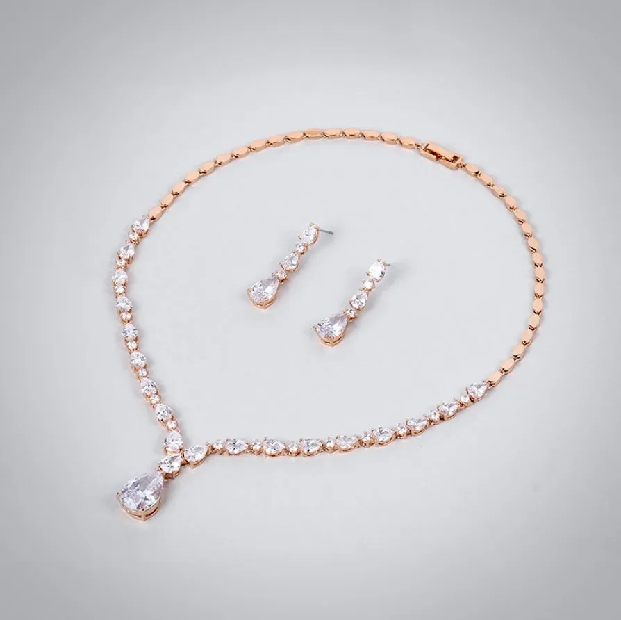 "Colette" - CZ Bridal Jewelry Set - Available in Silver, Rose Gold and Yellow Gold