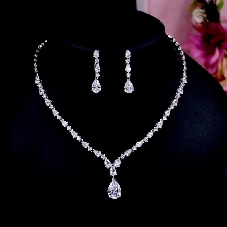 "Colette" - CZ Bridal Jewelry Set - Available in Silver, Rose Gold and Yellow Gold