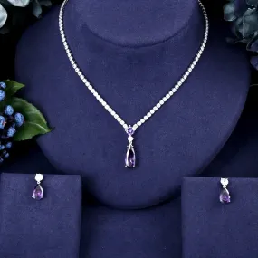 "Desiree" - Purple Cubic Zirconia Bridal Jewelry Set