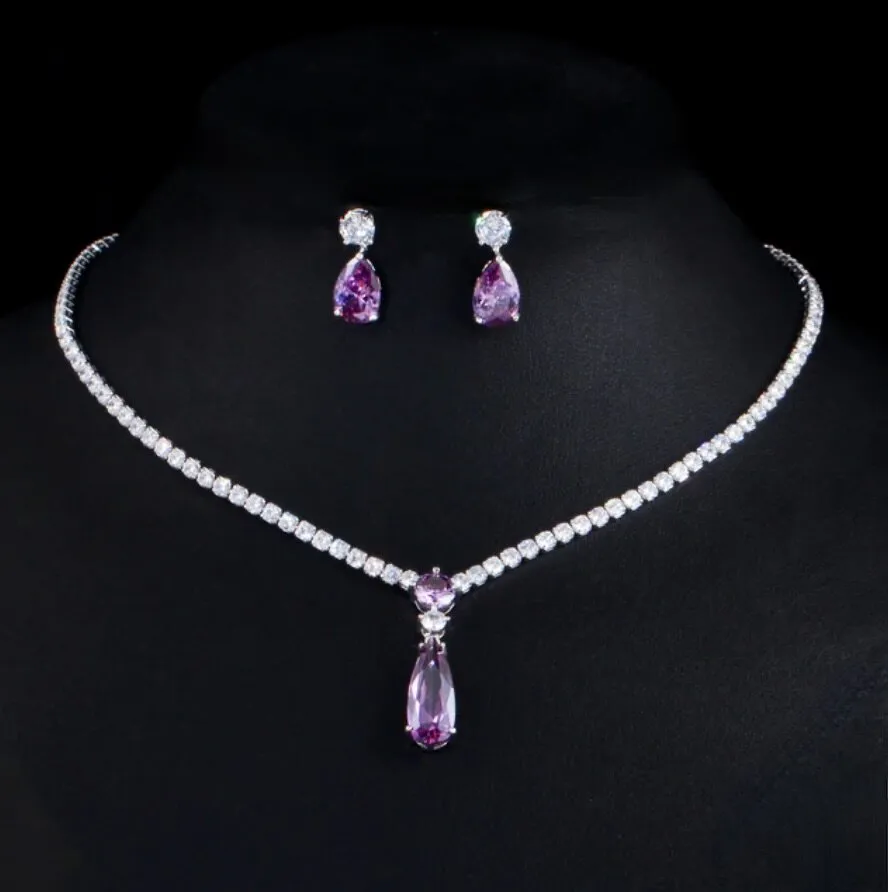 "Desiree" - Purple Cubic Zirconia Bridal Jewelry Set