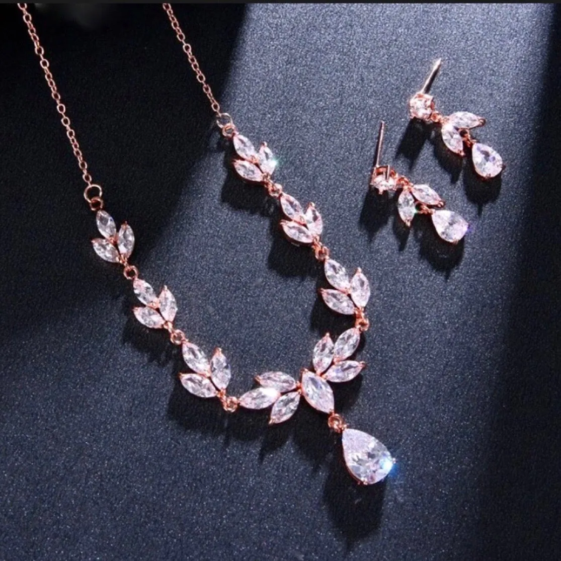 "Dorothy" - Cubic Zirconia Bridal Jewelry Set - Available in Rose Gold and Silver