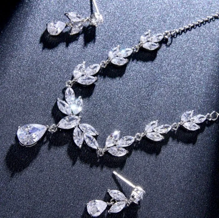 "Dorothy" - Cubic Zirconia Bridal Jewelry Set - Available in Rose Gold and Silver