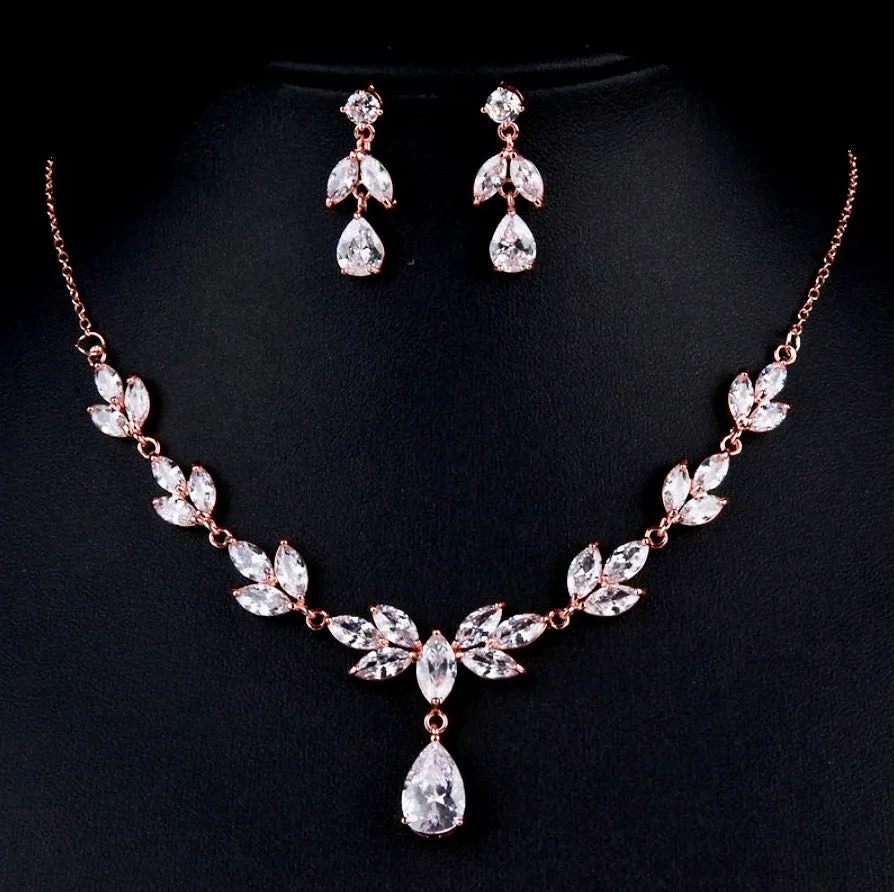 "Dorothy" - Cubic Zirconia Bridal Jewelry Set - Available in Rose Gold and Silver