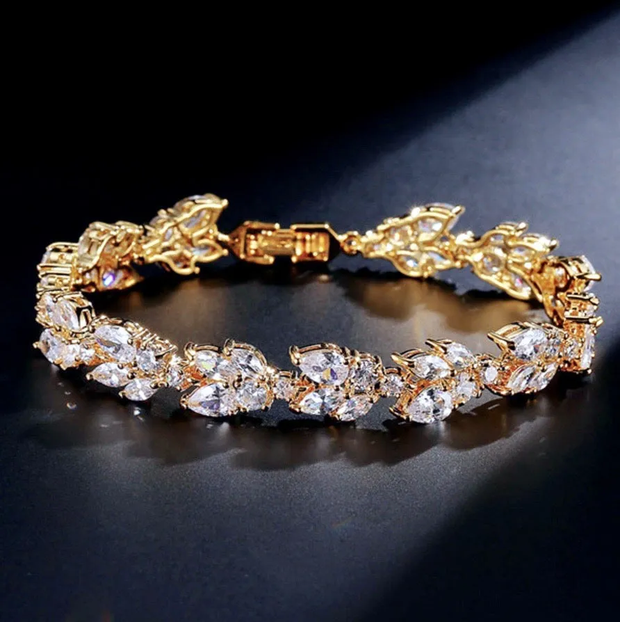 "Emera" - Cubic Zirconia Bridal Bracelet - Available in Silver, Rose Gold and Yellow Gold