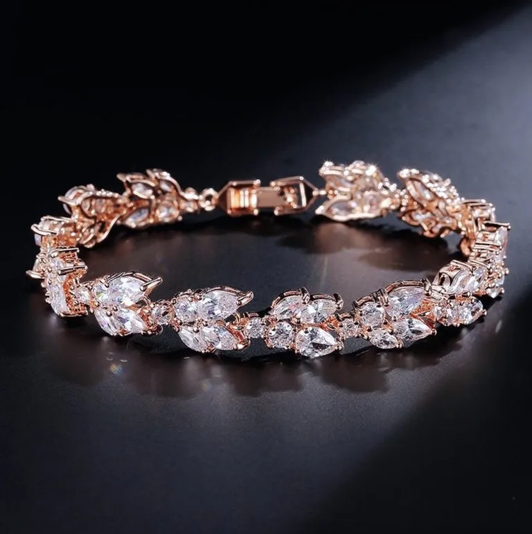 "Emera" - Cubic Zirconia Bridal Bracelet - Available in Silver, Rose Gold and Yellow Gold