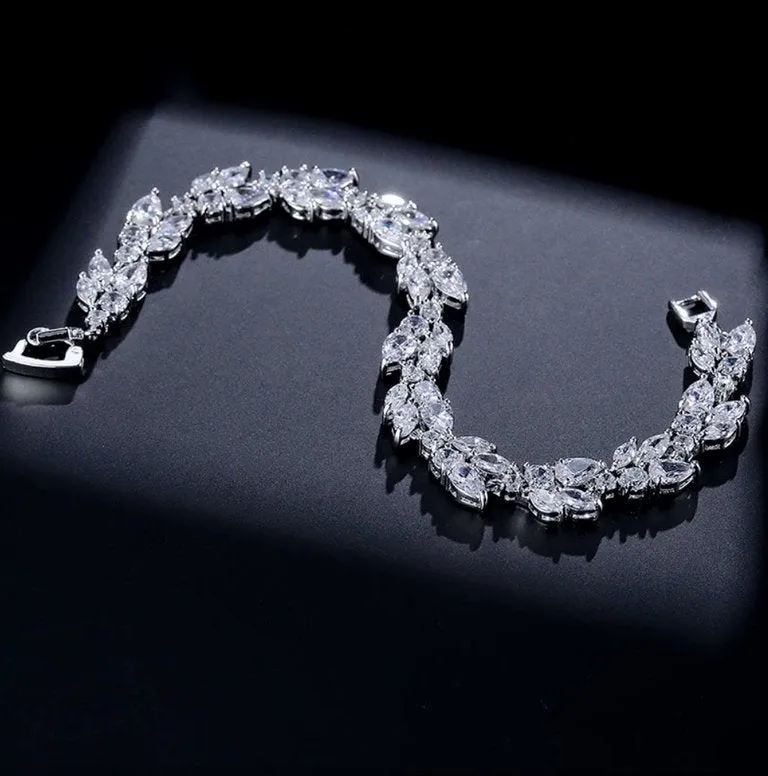 "Emera" - Cubic Zirconia Bridal Bracelet - Available in Silver, Rose Gold and Yellow Gold