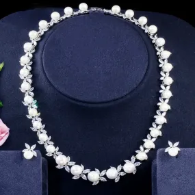 "Farrah" - Luxury Pearl and CZ Bridal Jewelry Set