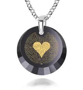 "I Love You" in 120 Languages, Sterling Silver Necklace, Zirconia