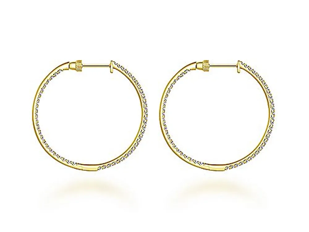 "Inside-Outside" Pavé Diamond Hoop Earrings in Yellow Gold