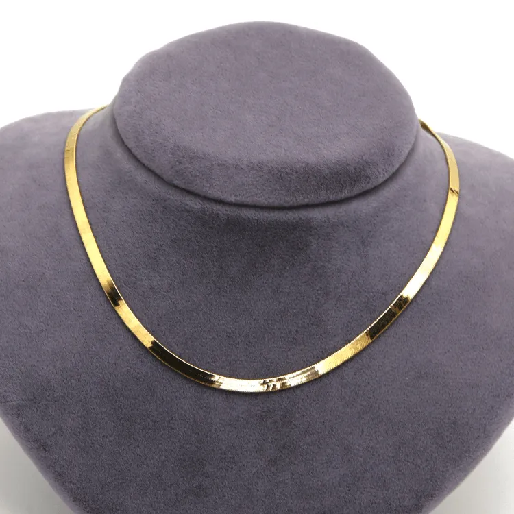 Real Gold Flat Mirror Solid Snake Chain Necklace 0189 - A (50 C.M) CH1220