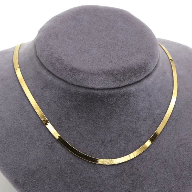 Real Gold Flat Mirror Solid Snake Chain Necklace 0189 - A (50 C.M) CH1220