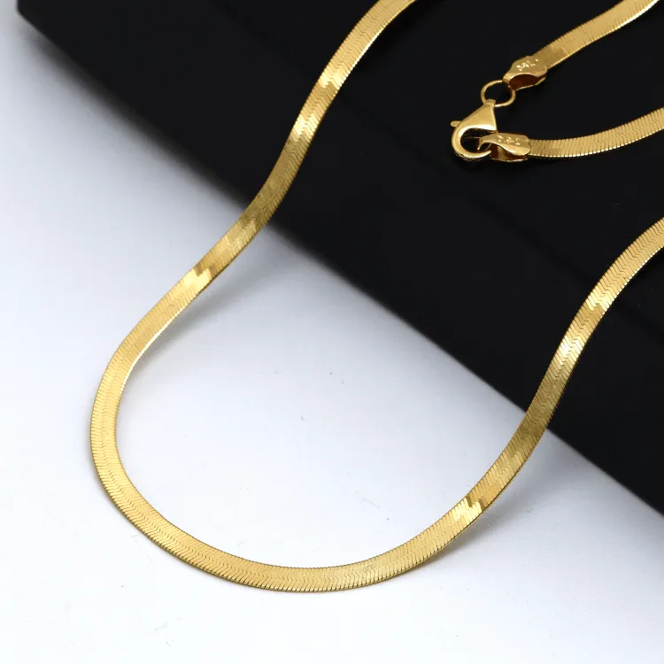 Real Gold Flat Mirror Solid Snake Chain Necklace 0189 - A (50 C.M) CH1220