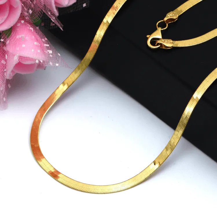 Real Gold Flat Mirror Solid Snake Chain Necklace 0189 - A (50 C.M) CH1220