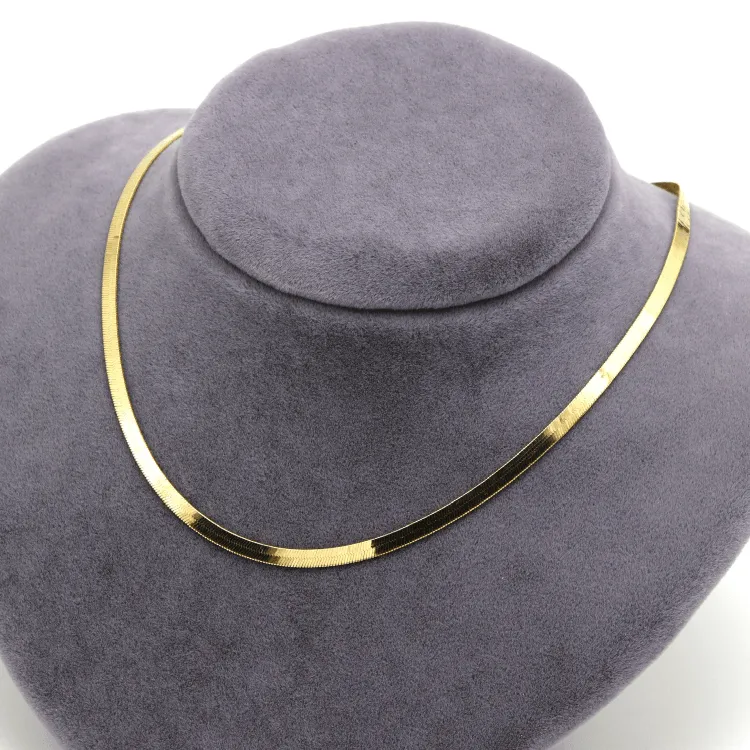 Real Gold Flat Mirror Solid Snake Chain Necklace 0189 - A (50 C.M) CH1220