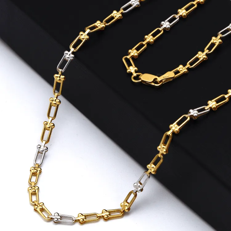 Real Gold GZTF 2 Color Hardware Solid Chain Necklace YW-4566 (40 C.M) CH1254