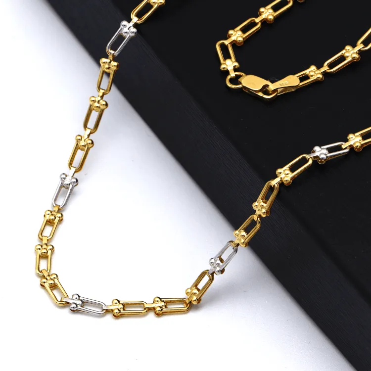 Real Gold GZTF 2 Color Hardware Solid Chain Necklace YW-4566 (40 C.M) CH1254