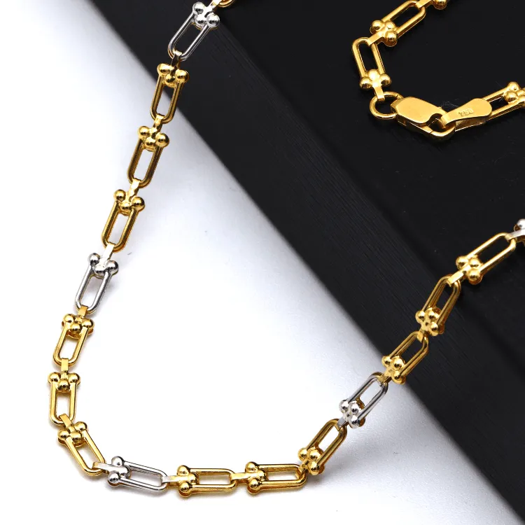 Real Gold GZTF 2 Color Hardware Solid Chain Necklace YW-4566 (40 C.M) CH1254