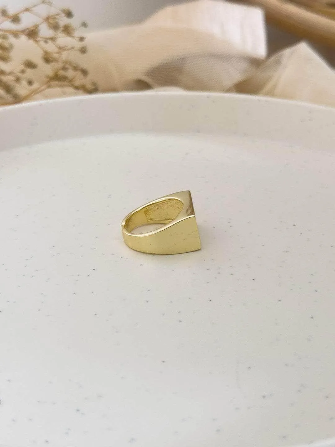 Rectangle Shaped Pearl Statement Ring