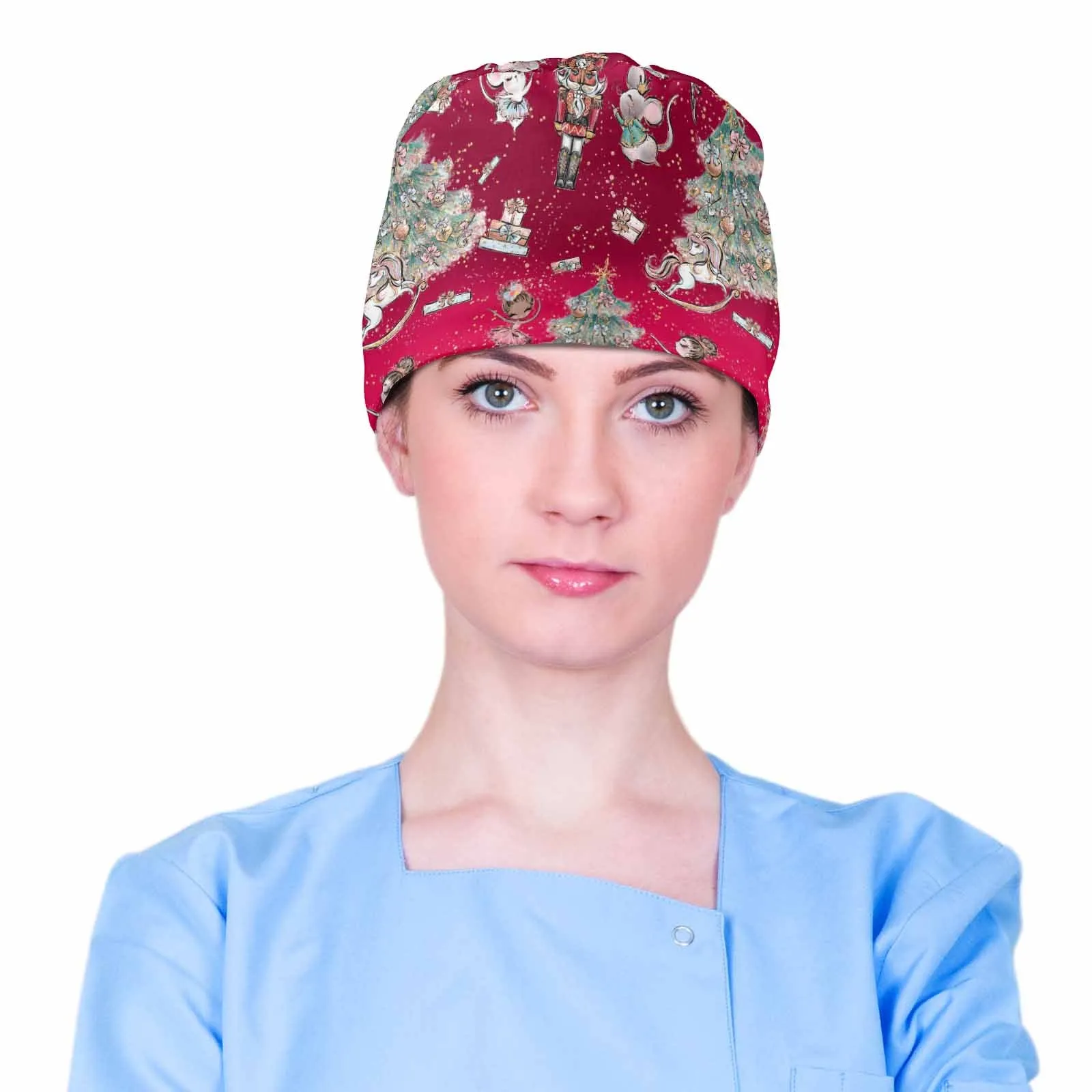 Red Christmas Nutcracker  Scrub Cap