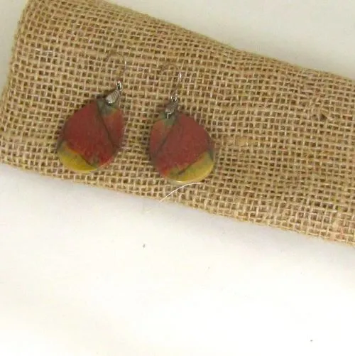 Red Creek Jasper Gemstone Teardrop Earrings