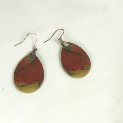 Red Creek Jasper Gemstone Teardrop Earrings