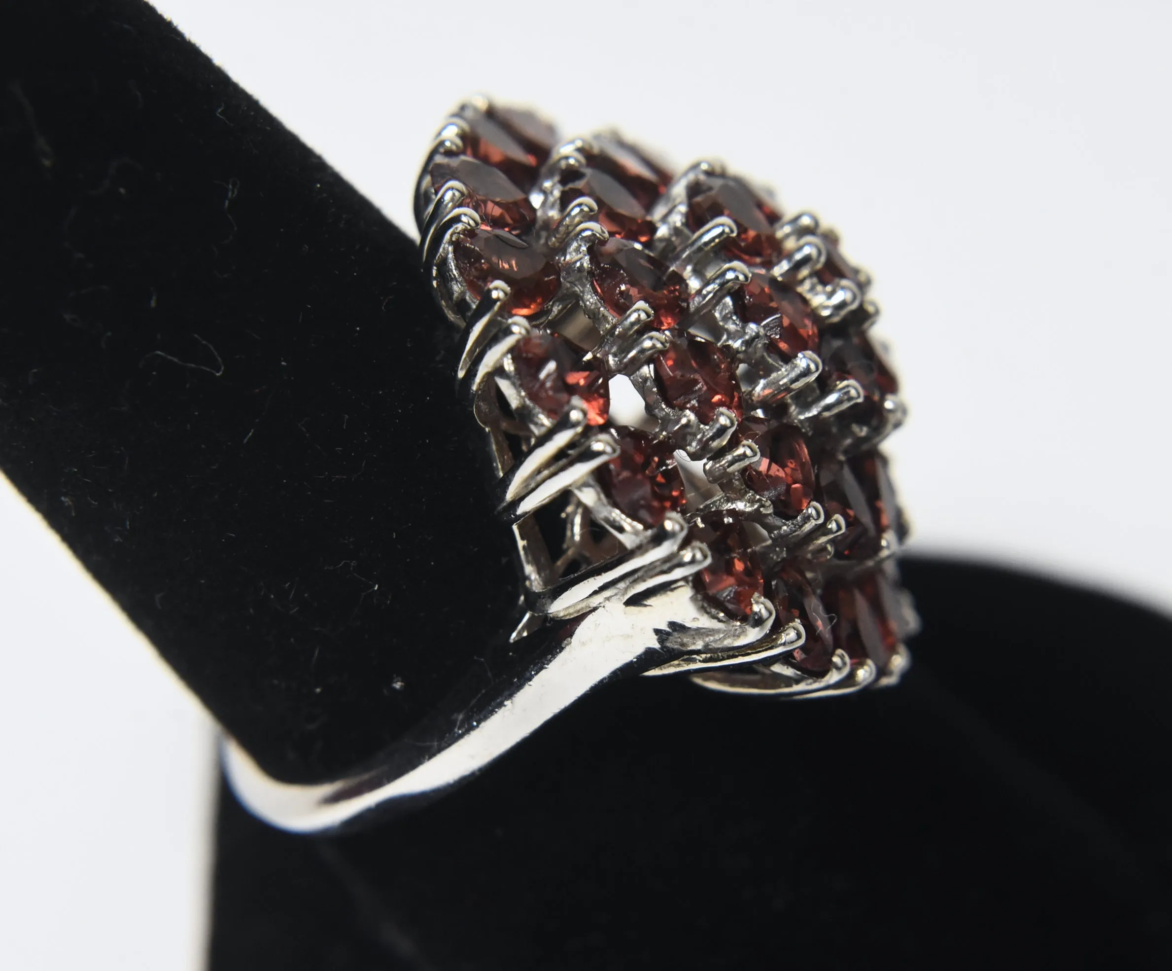 Red Garnet Hearts Cocktail Ring - Size 7.25