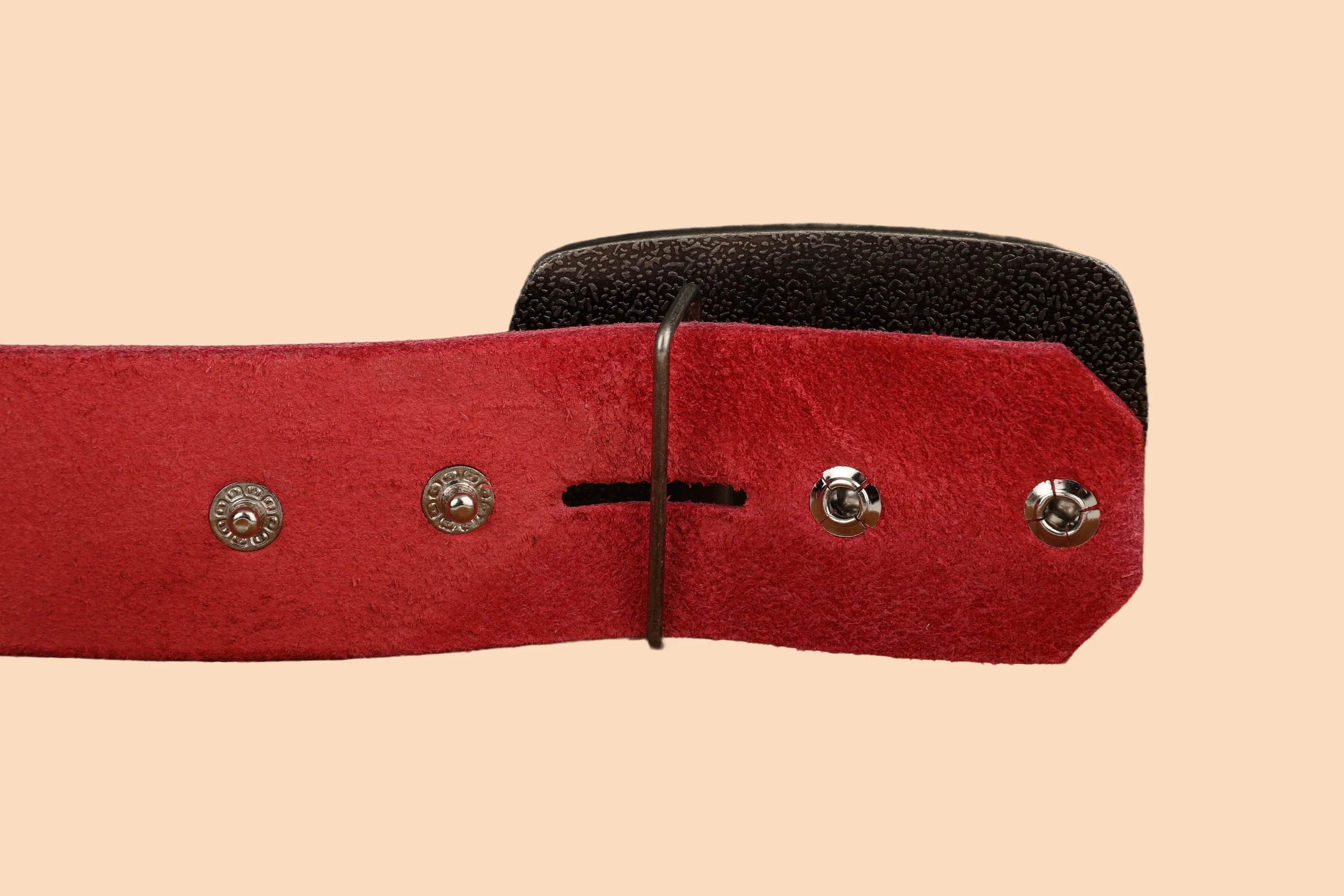 Red Leather Belt with Antique Silver Buckle