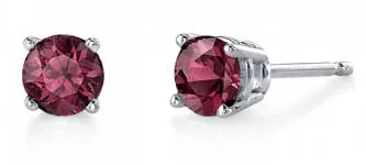 Rhodolite 14K White Gold Stud Earrings