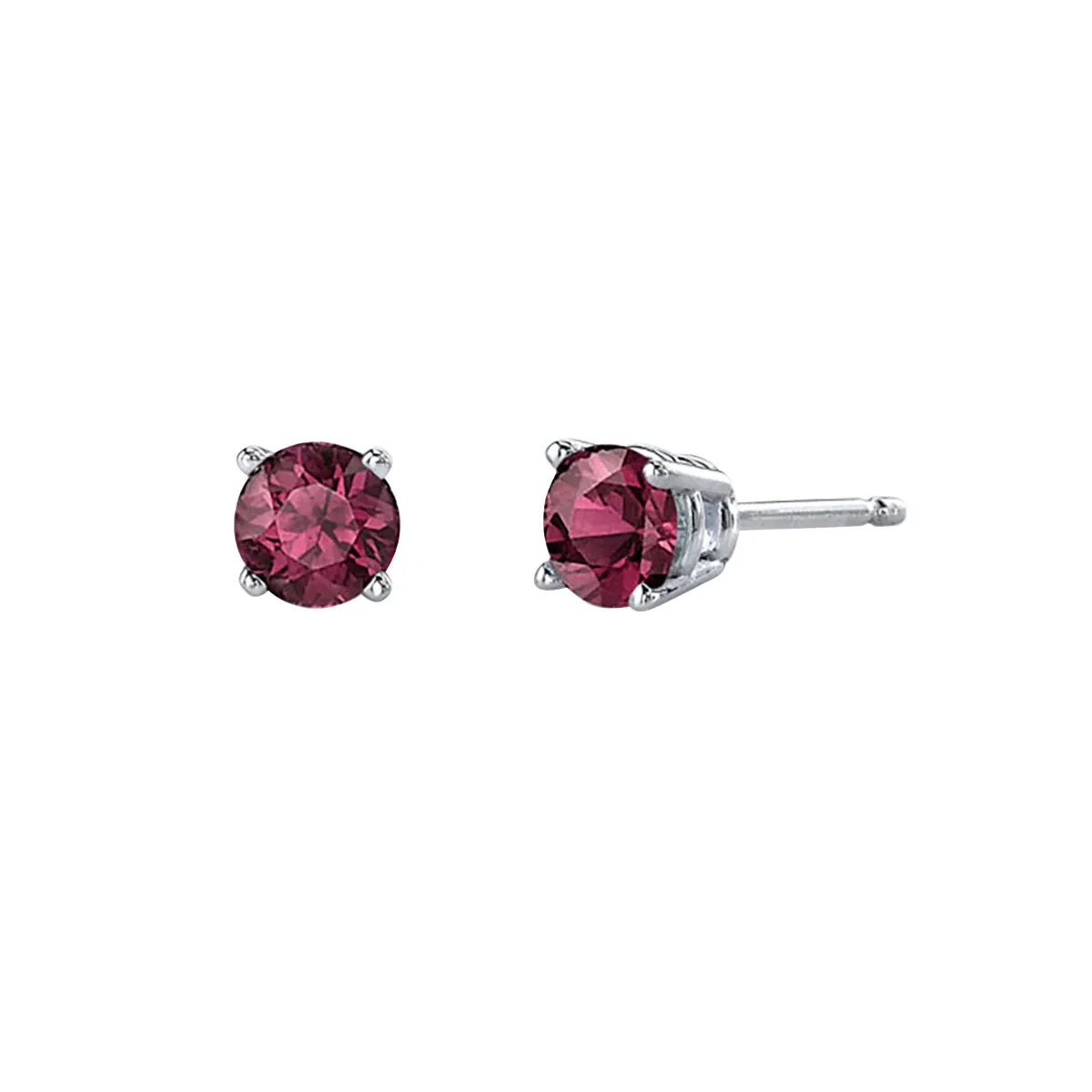 Rhodolite 14K White Gold Stud Earrings