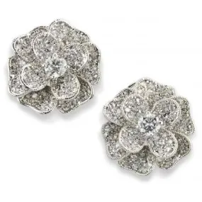 Risa Cubic Zirconia Flower Button Earrings