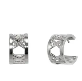 Roman Number CZ Huggie Earrings