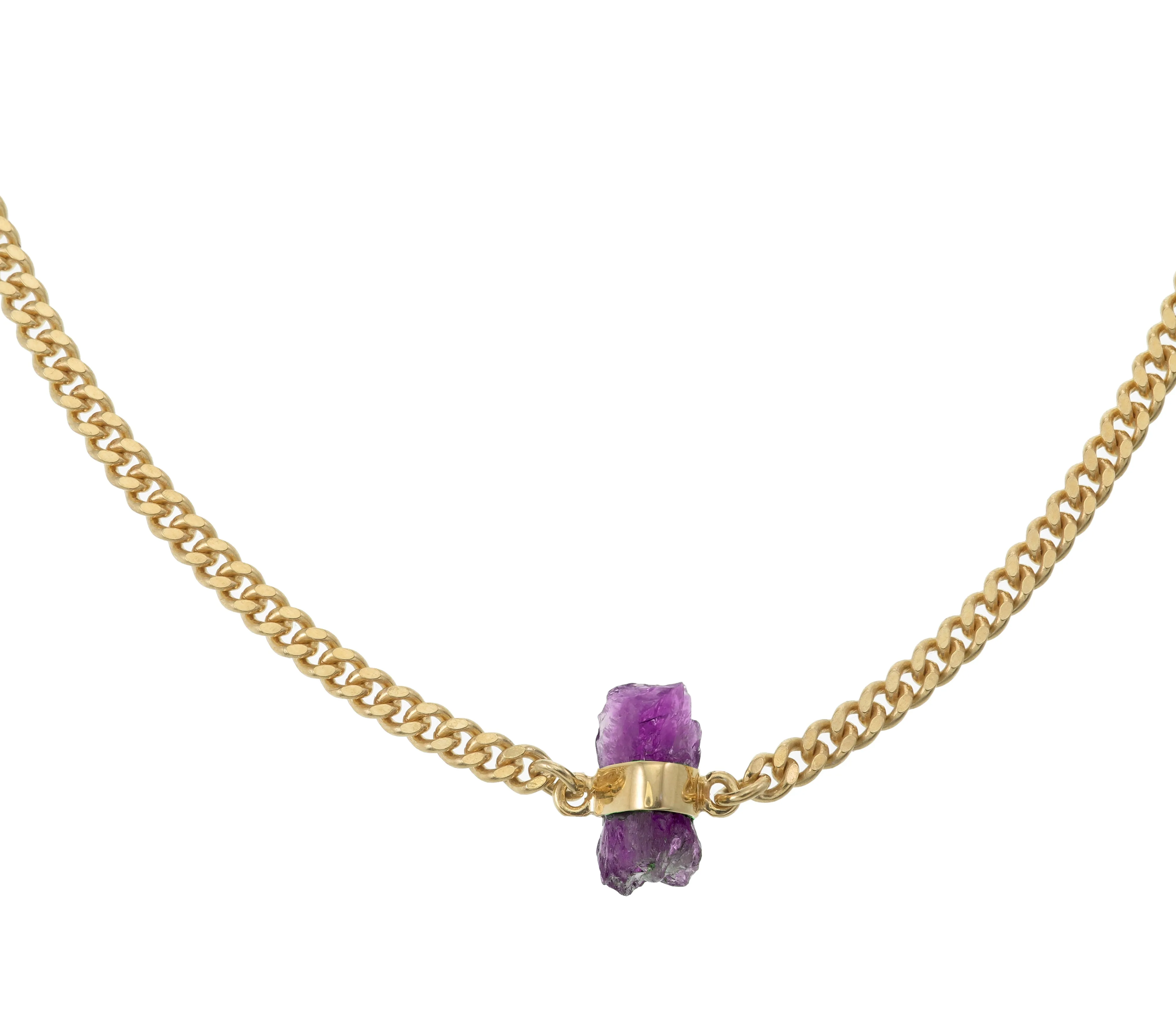 ROUGH GEM NECKLACE - AMETHYST - GOLD