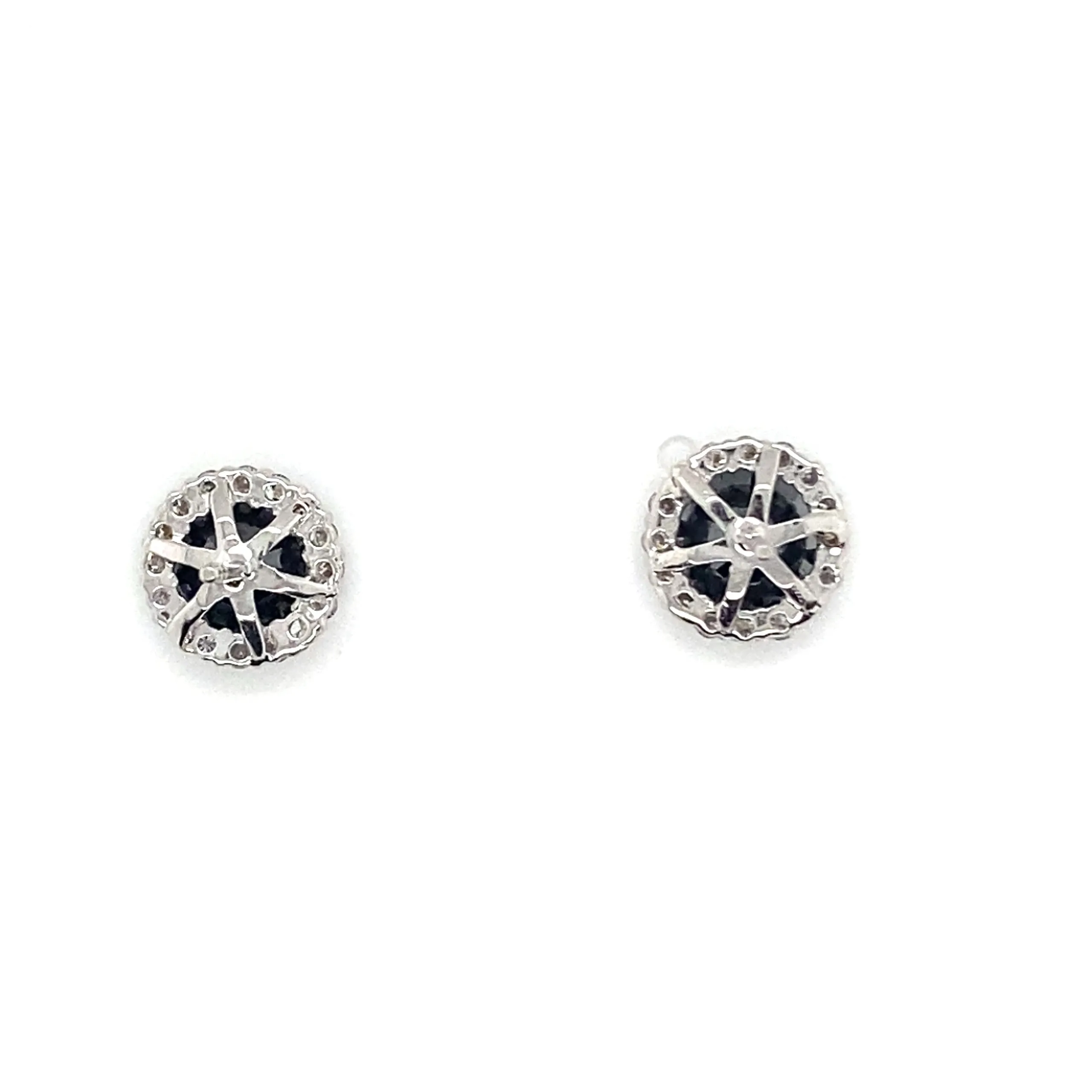 Round Black Diamond Halo Stud Earrings