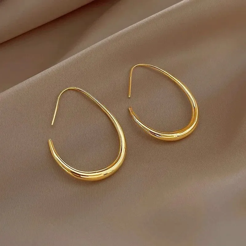 Sale Silver Color Needle Geometric Oval Simple Party Wedding Hot Earring