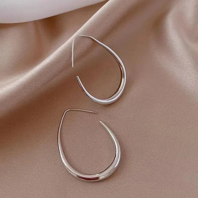 Sale Silver Color Needle Geometric Oval Simple Party Wedding Hot Earring