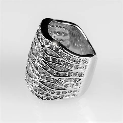 Sandra CZ Pave Abstract Cocktail Band Ring | 10ct