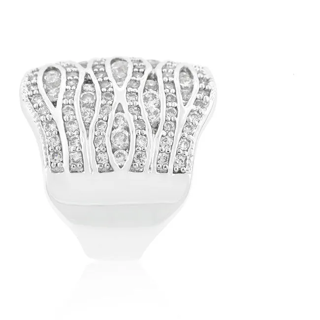 Sandra CZ Pave Abstract Cocktail Band Ring | 10ct