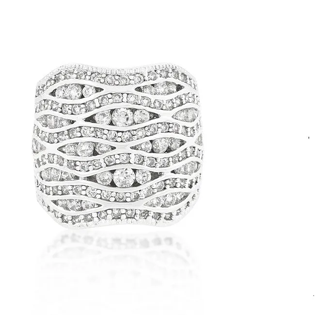 Sandra CZ Pave Abstract Cocktail Band Ring | 10ct