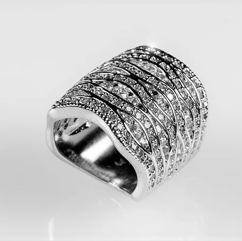 Sandra CZ Pave Abstract Cocktail Band Ring | 10ct