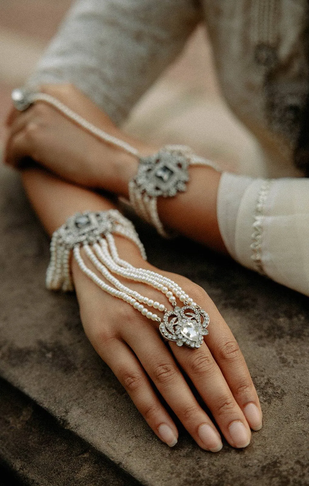 Sanzida - Silver & Pearl Full Bridal Set