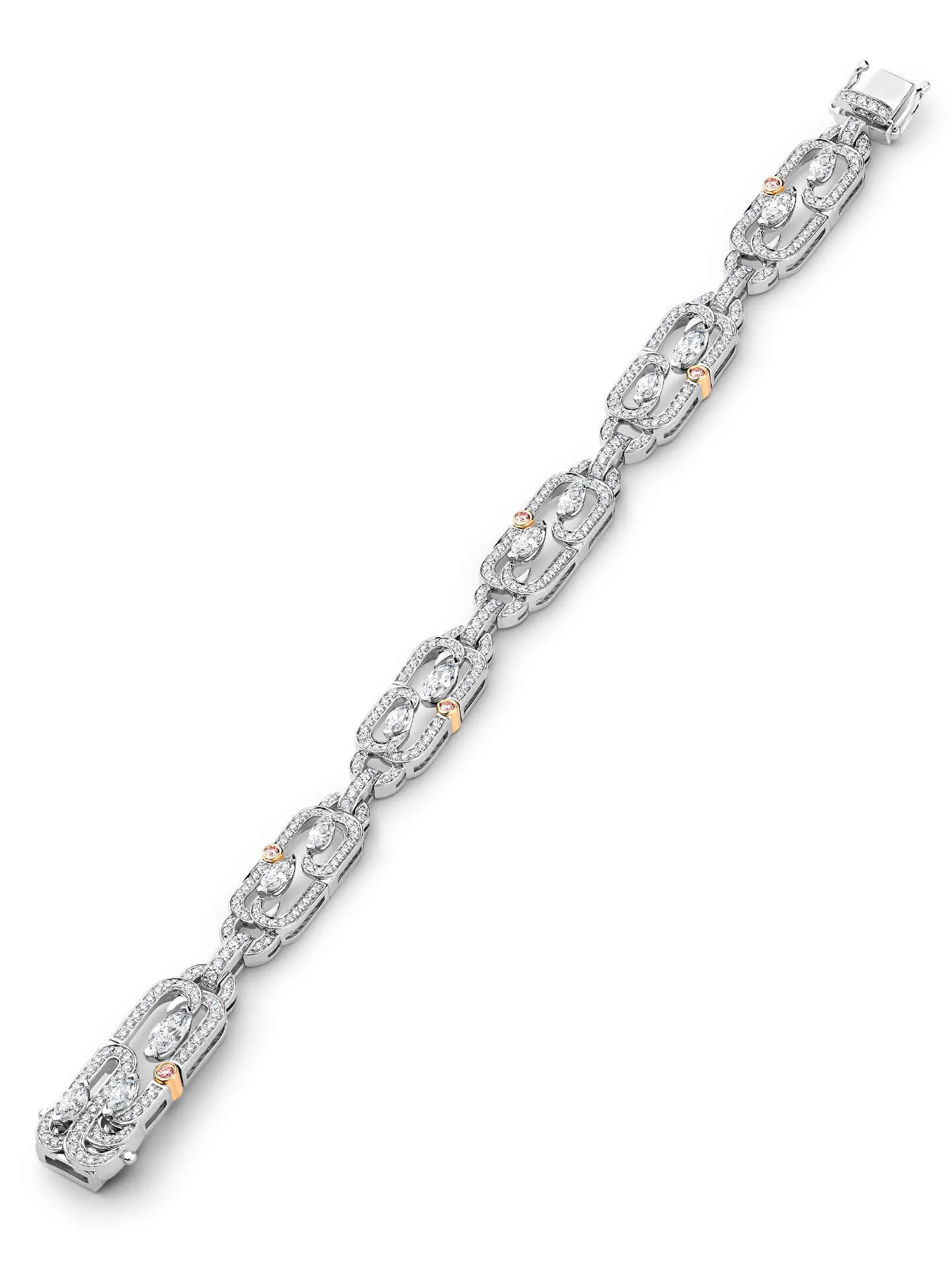 Secret Garden Pink and White Diamond Platinum Bracelet