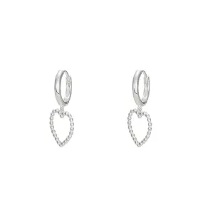 Silver Dangly Bubble Heart Earrings