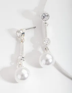 Silver Pearl Drop Earrings