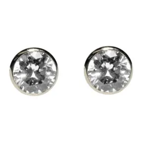 Simica Round Cut Bezel Stud Earrings – 10mm | 3ct