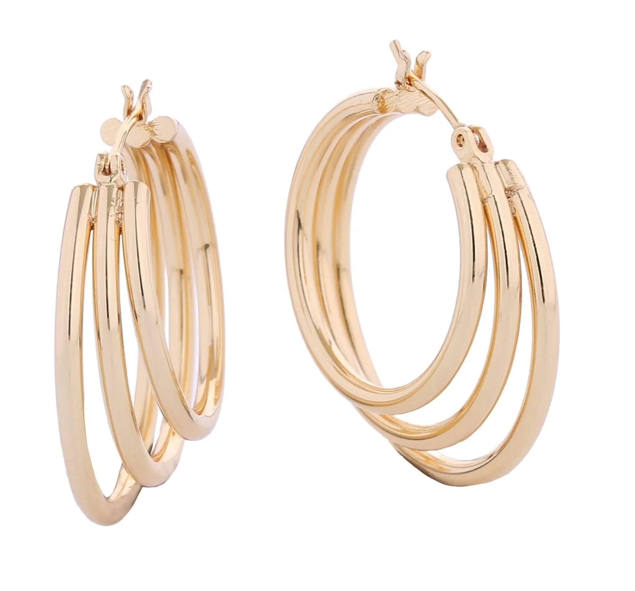 SJE310340 14K Three Layer Hoop Earrings