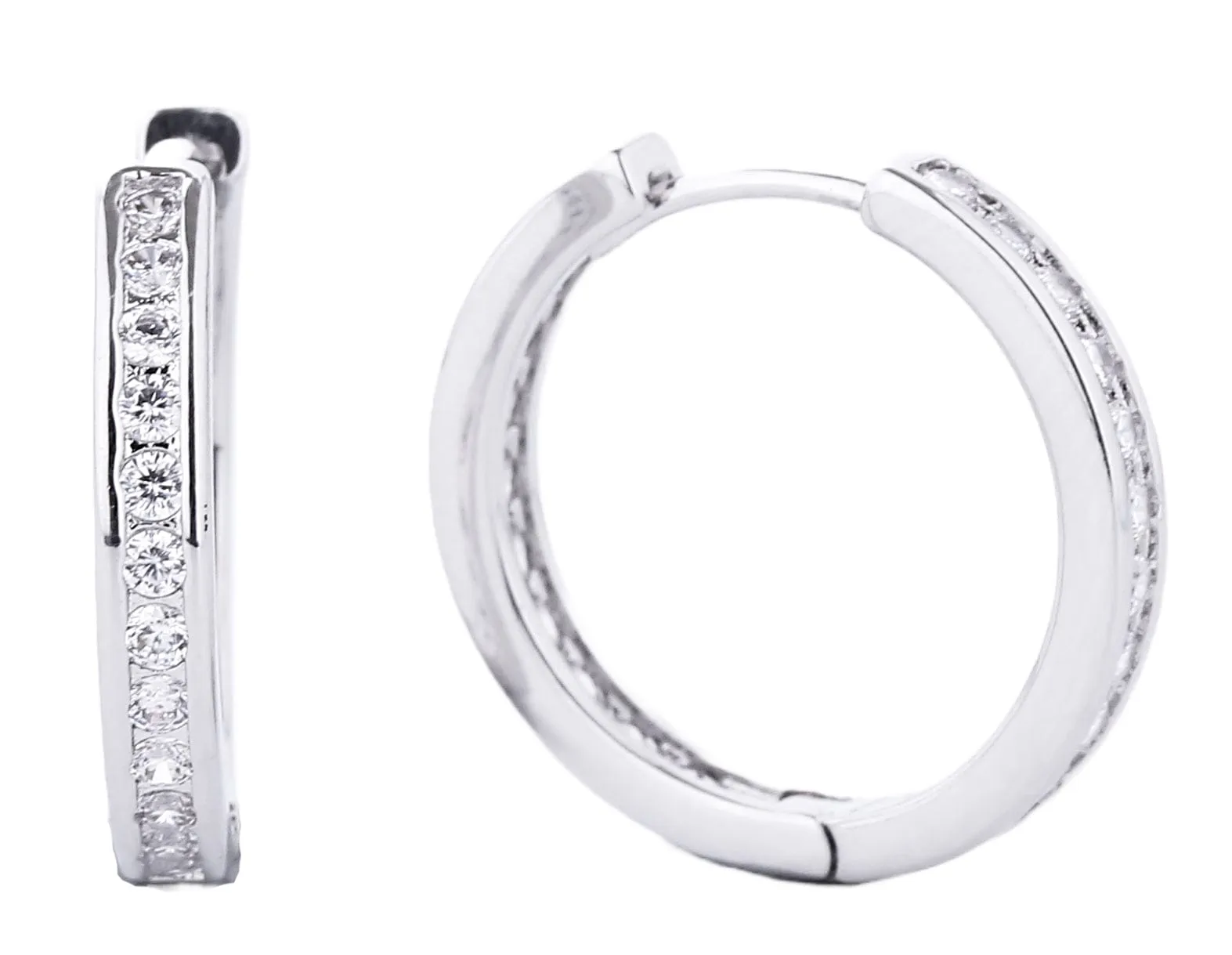 SJE310495 14K Dipped CZ Paved Huggie Hoop Earrings