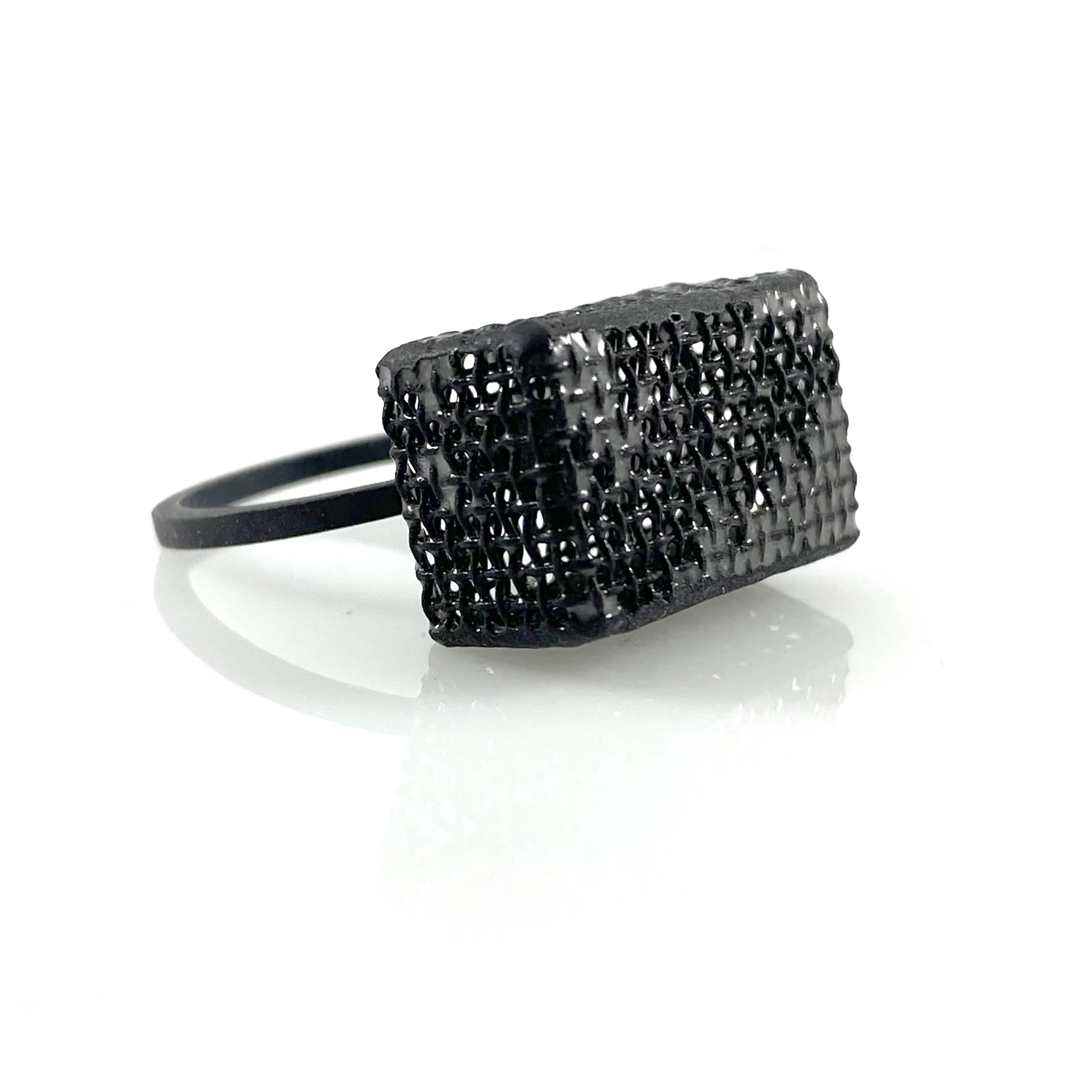 Small Mesh Rectangle Cube Ring